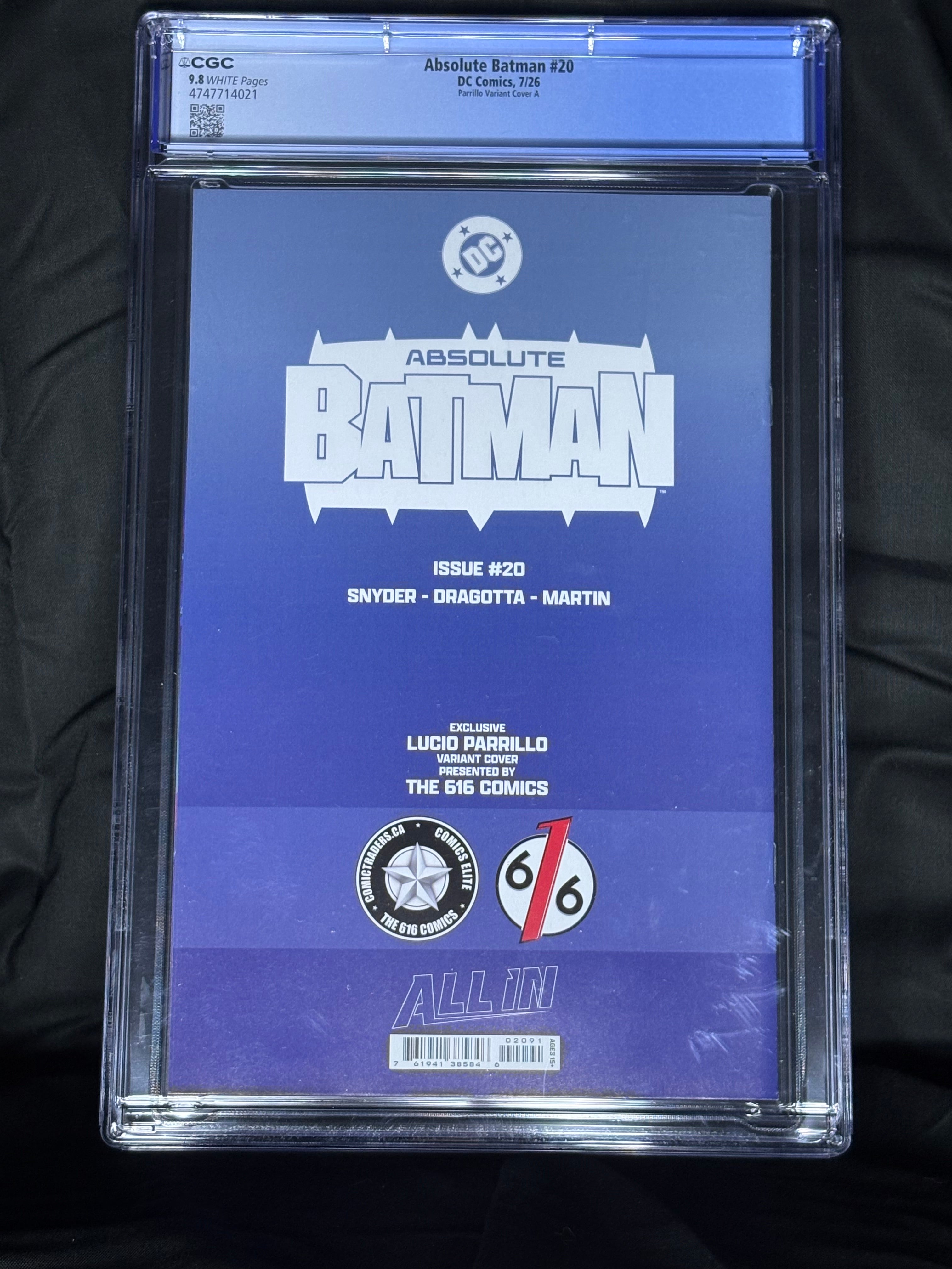 CGC GRADED ABSOLUTE BATMAN #20 PARRILLO VARIANT COVER DC COMICS