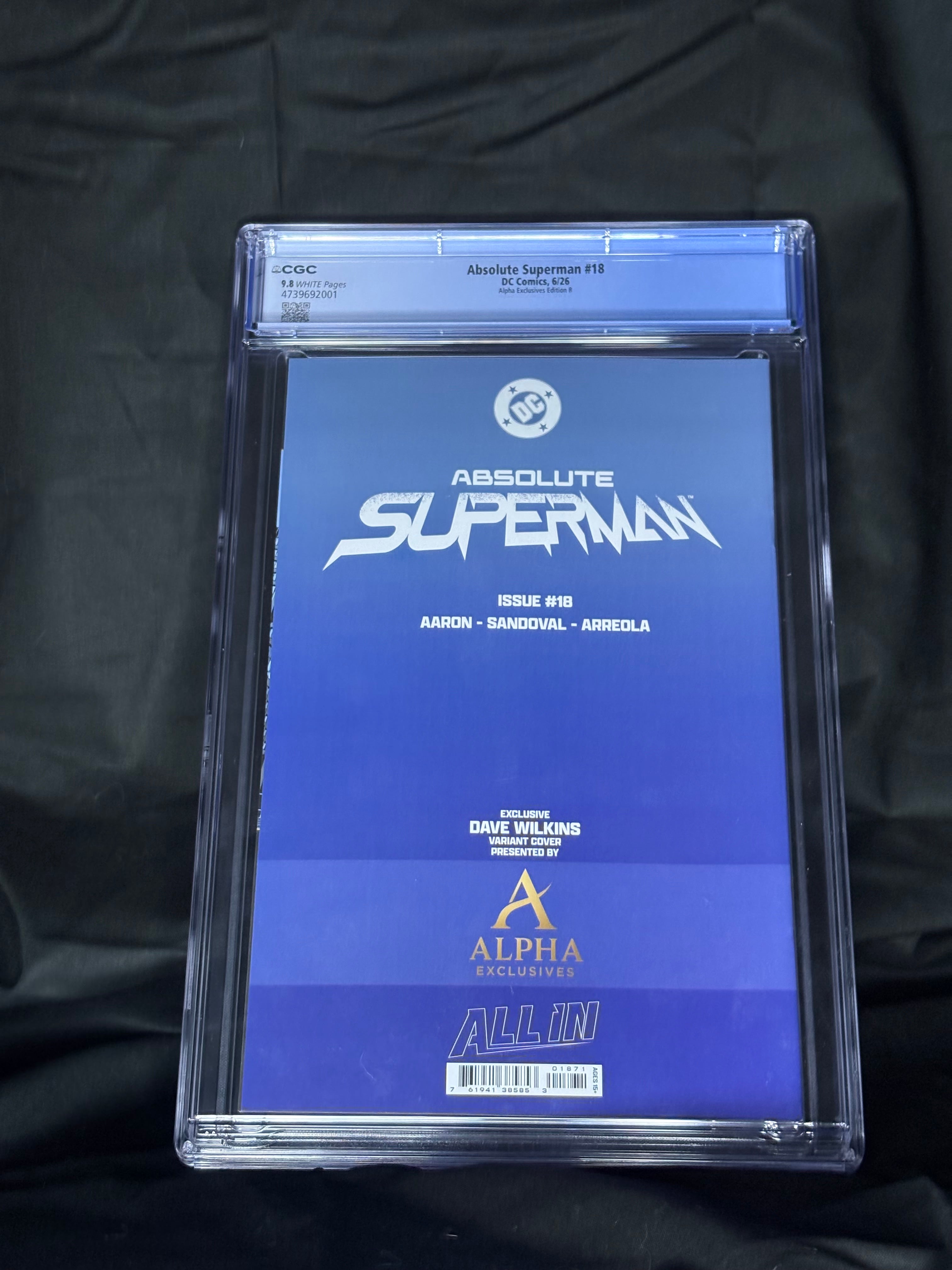 CGC GRADED ABSOLUTE SUPERMAN #18 ALPHA EXCLUSIVES EDITION B