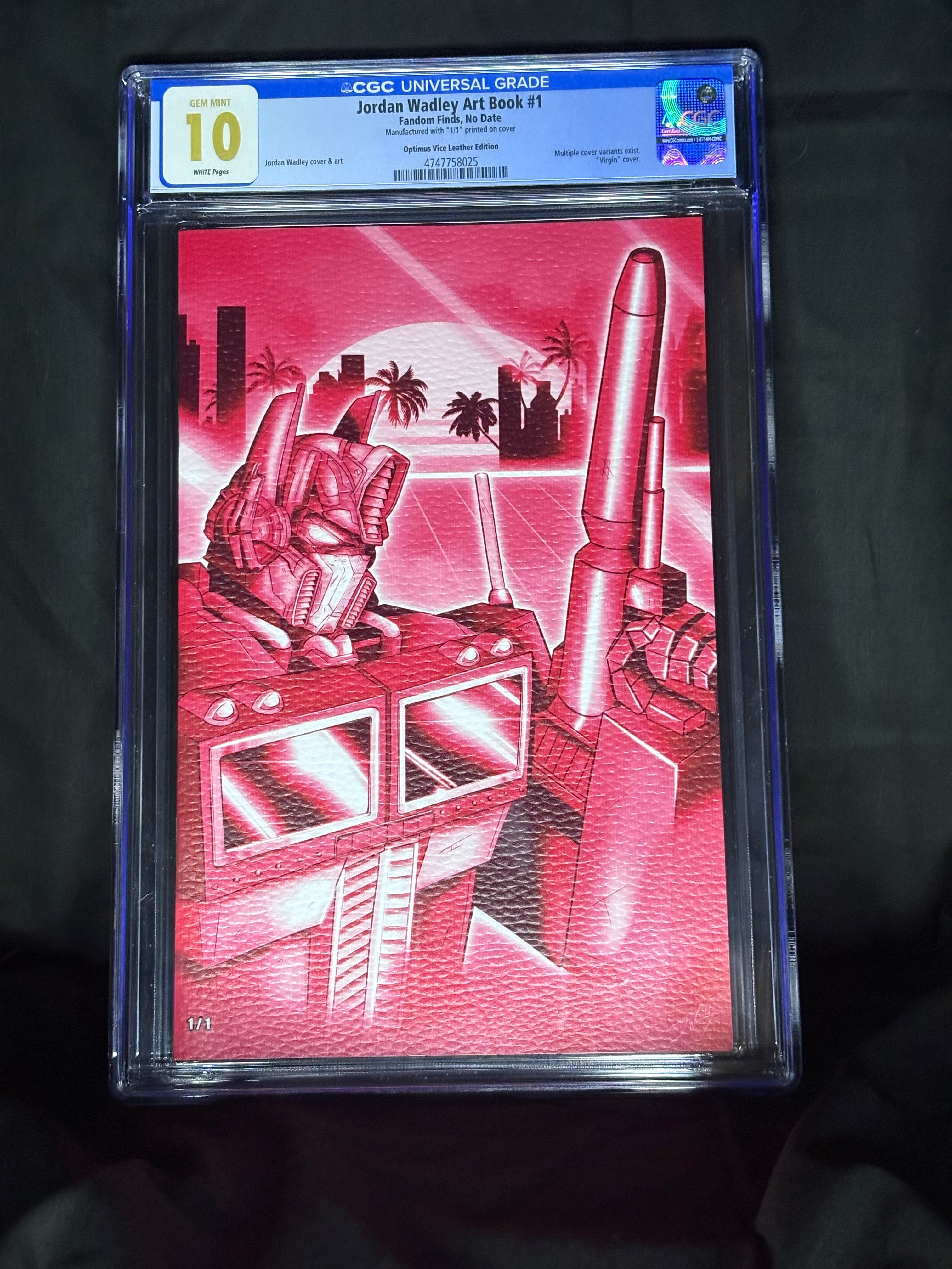 CGC GRADED JORDAN WADLEY ART BOOK FANDOM FINDS OPTIMUS VICE LEATHER EDITION "VIRGIN" COVER