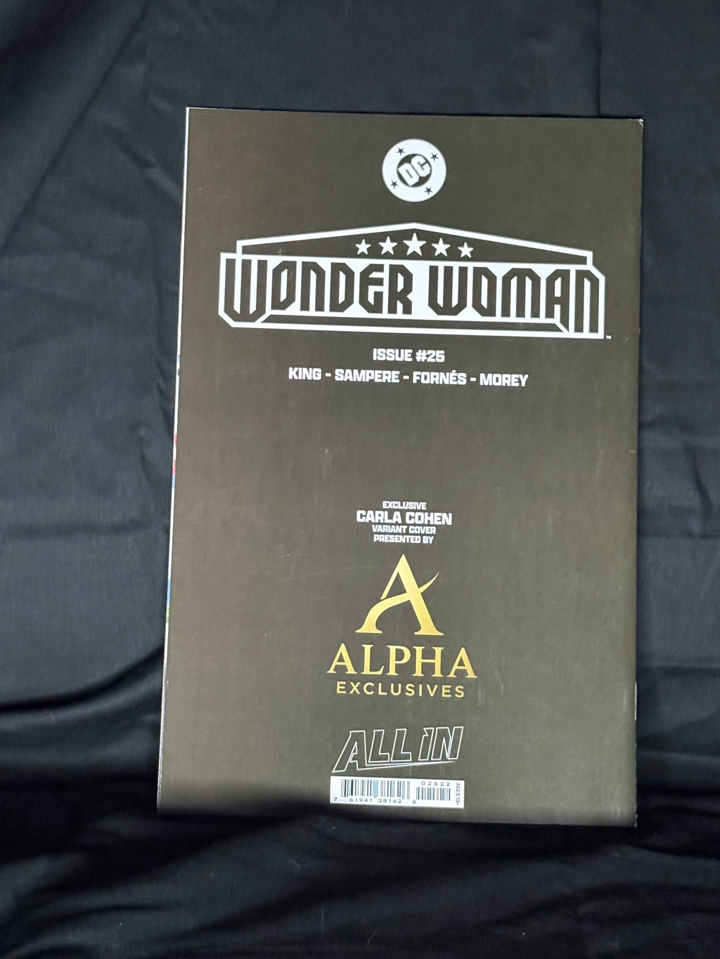 SIGNED WONDER WOMAN #25 ALPHA EXCLUSIVES CARLA COHEN "VIRGIN" VARIANT